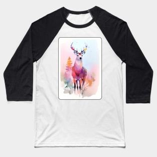 Deer Watercolor Portrait 2 Baseball T-Shirt